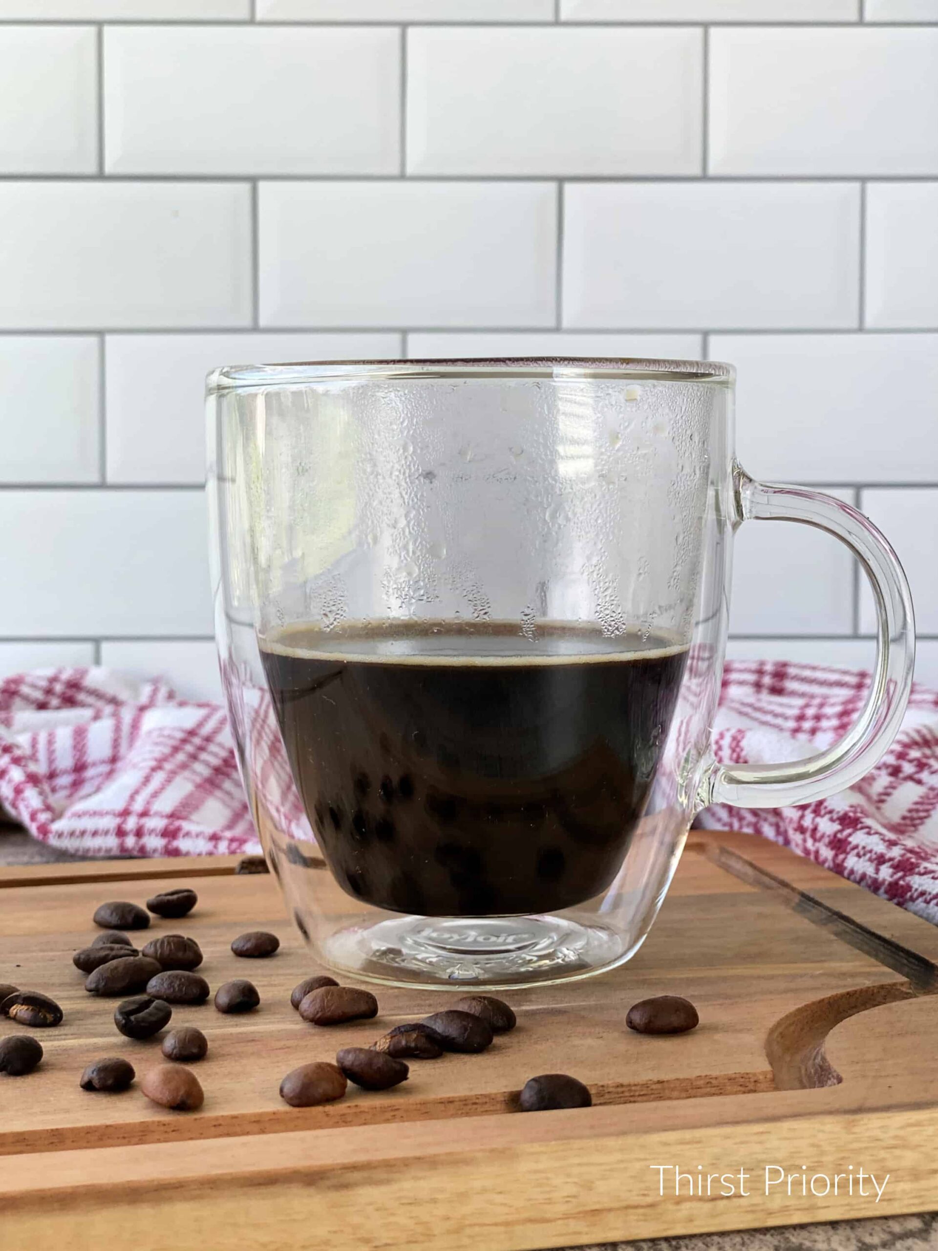 espresso in a glass mug