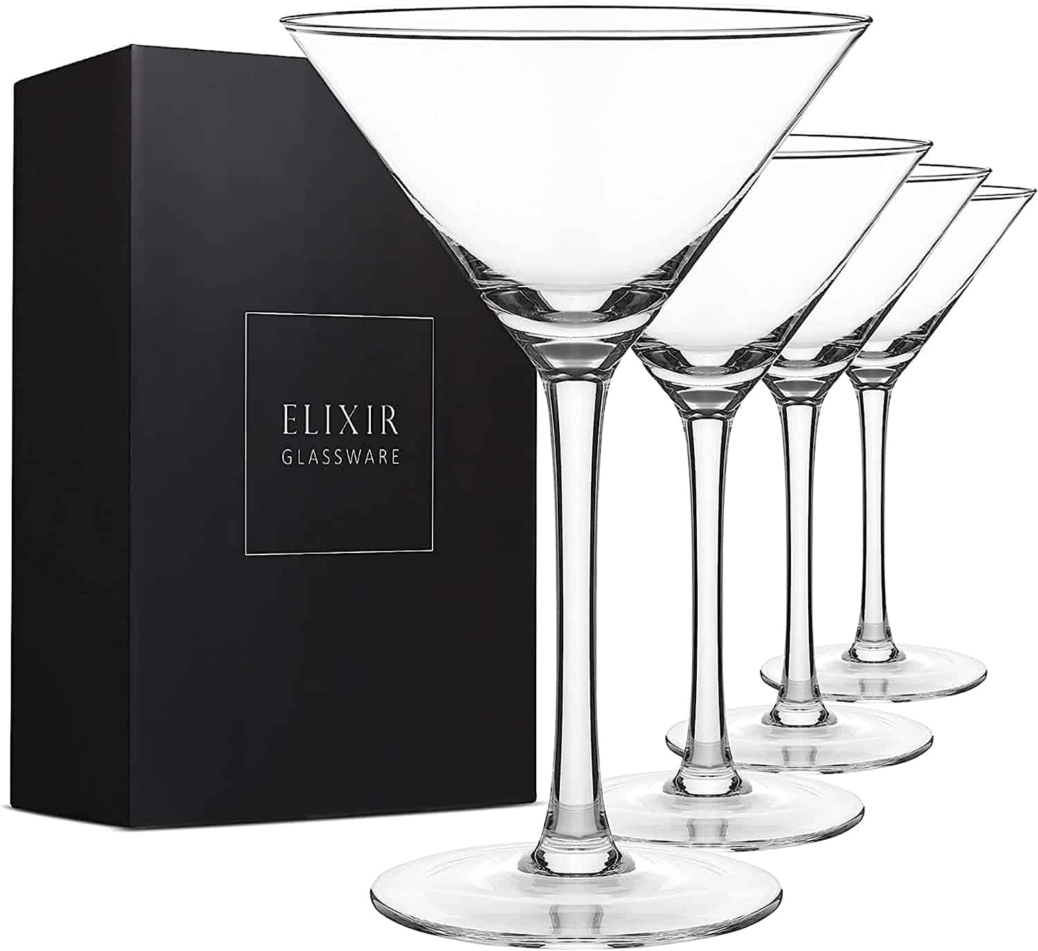 Martini Glasses Set of 4 - Hand Blown Crystal Martini Glasses with Stem