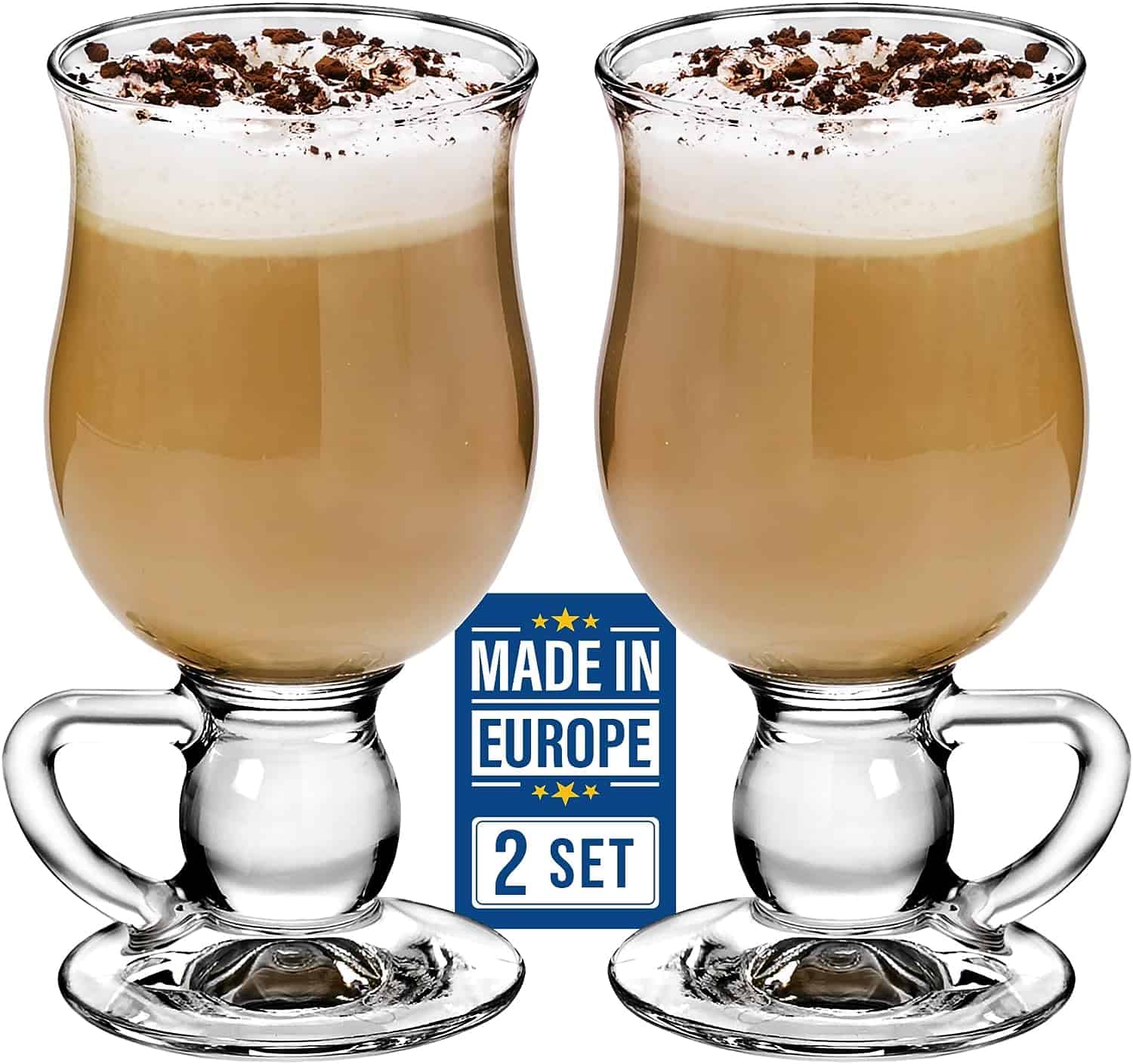 Glass Coffee Mugs with Handle, 