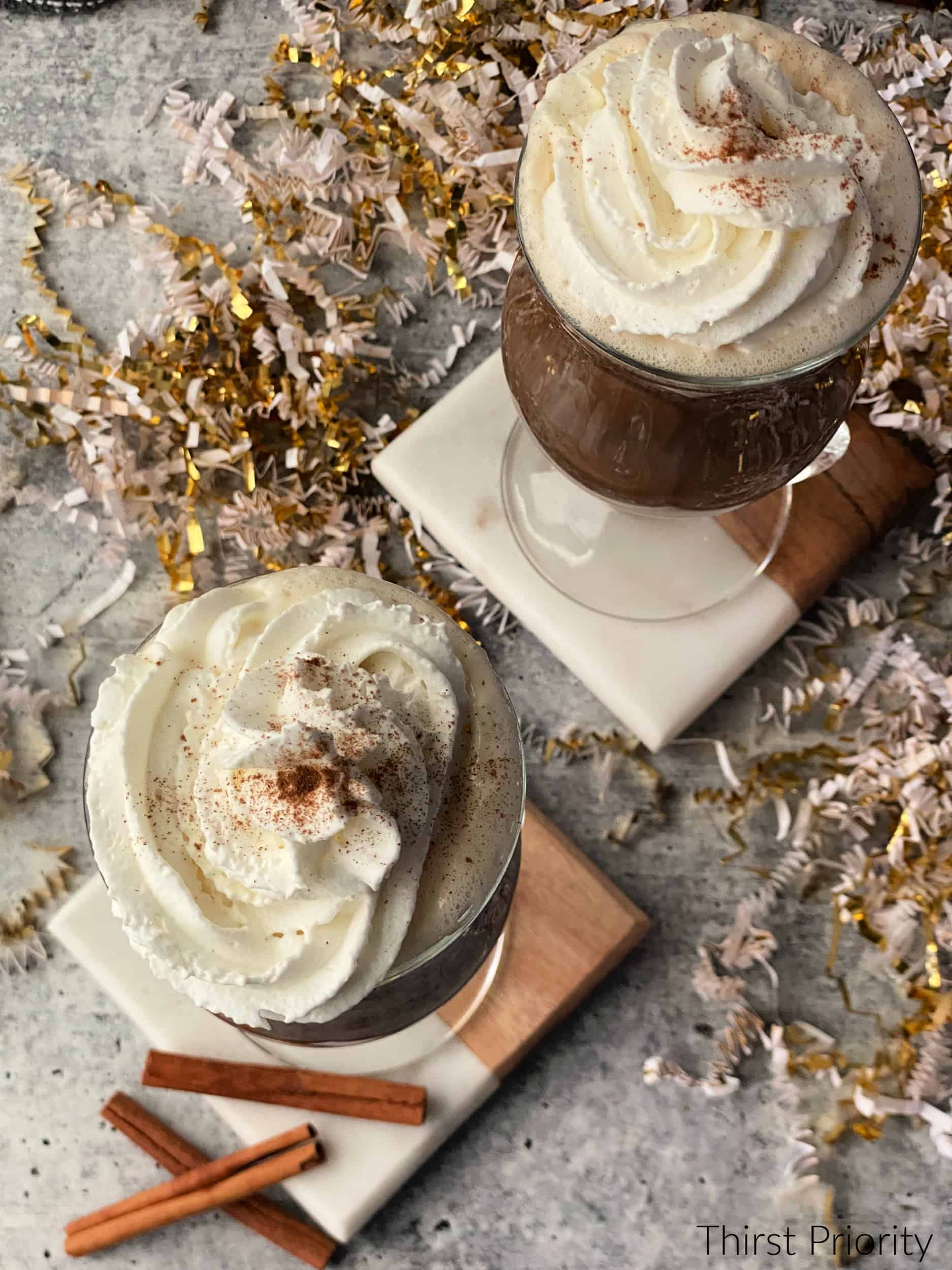 Amaretto Coffee Recipe with whipped cream and cinnamon 